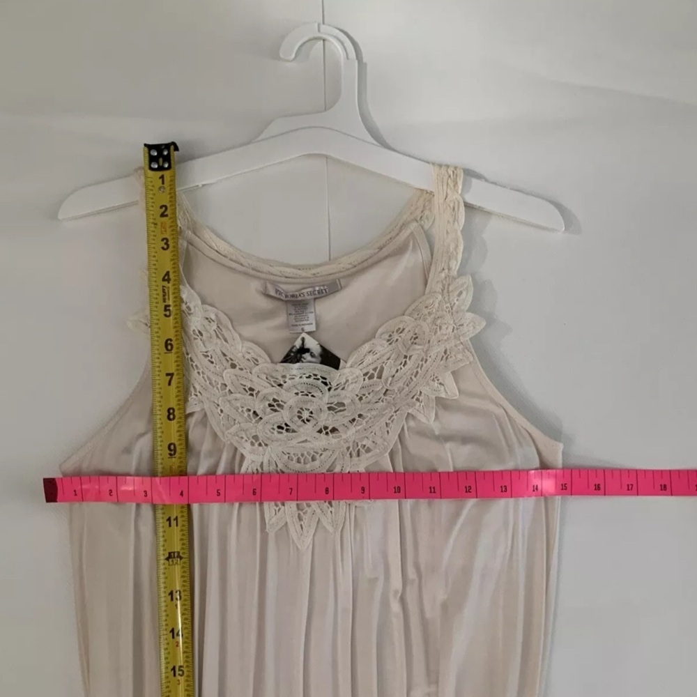 Victoria’s Secret Cream Lace Neck Built In Bra Midi Dress Boho Cottagecore Small - Picture 5 of 10